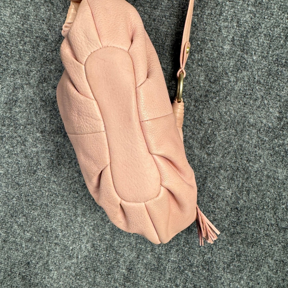 Sigrid Olsen Vintage Pink Leather Y2K Hobo Bag Tassel Crescent Shoulder Purse - Picture 9 of 15